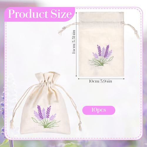 10 Pack White Canvas Sachet Bags with Drawstring for Storage