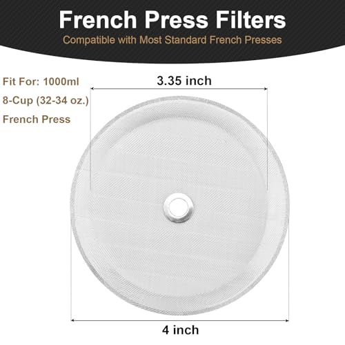 Premium Stainless Steel French Press Filter Replacement - 6 Packs