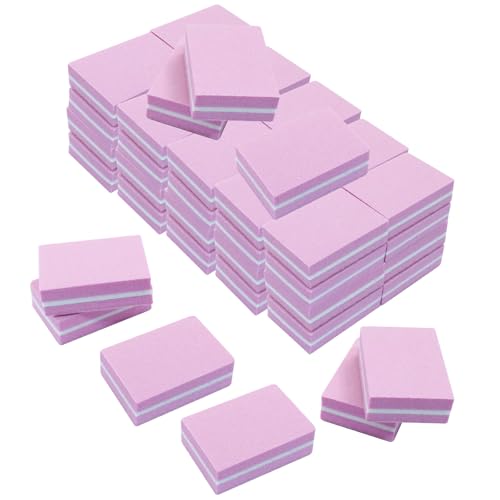 Verkelly Mini Nail Buffer Blocks 50 Pcs Pink 100/180 Grit