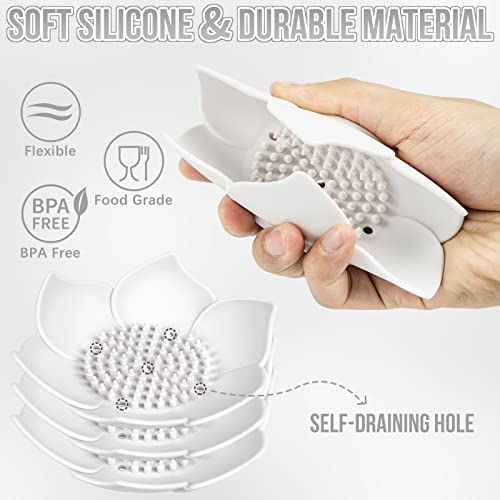 WhistenFla 2-Pack Lotus Flower Silicone Soap Dish with Drainage Design
