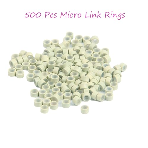 500 Pcs Silicone Lined Micro Link Beads 5mm for Hair Extensions Beige