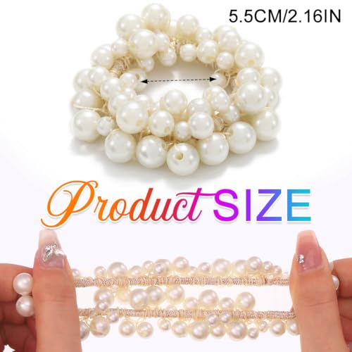 BARTOSI Pearl Scrunchies Beaded Hair Ties Ponytail Holder 3-Pack