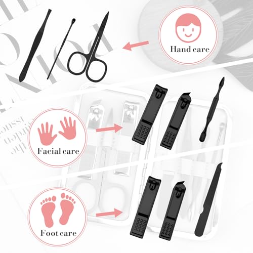 XiuSpark 7-Piece Stainless Steel Manicure Kit & Nail Clippers Set for Men and Women