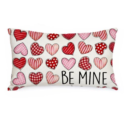 Valentine's Day Pillow Cover 12x20 Inch Colorful Heart Decor