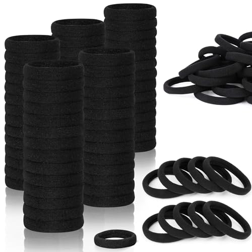 MISSJOJIAY Black Hair Ties 200 PCS Soft Elastic Ponytail Holders