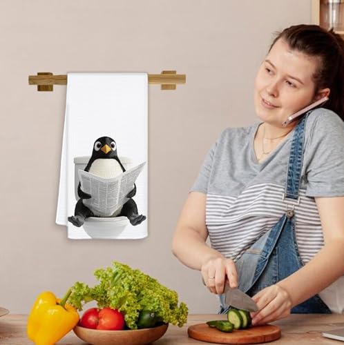 Funny Penguin Hand Towels - 16x24 Inch Bathroom Decor