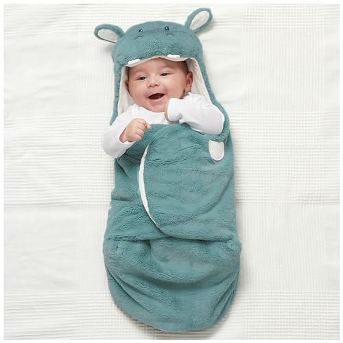 GUND Baby Oh So Snuggly Hippo Blanket Wrap, Plush Hooded Baby Blanket Wrap for Newborns, Blue/Cream, 26¡±
