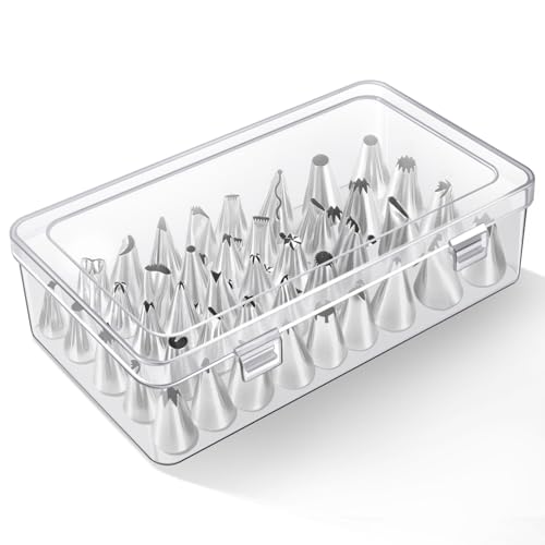Vowcarol 42-Peg Piping Tip Storage Box - Stackable Cake Decorating Organizer
