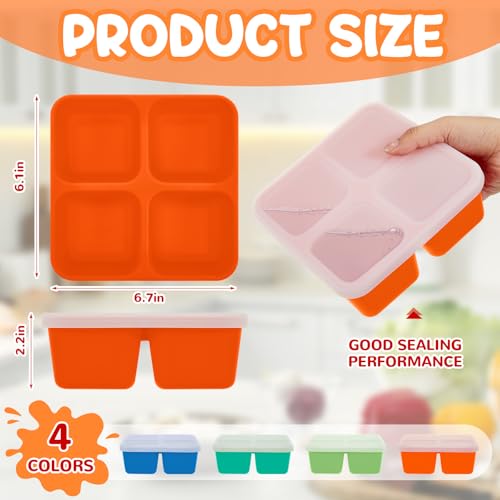 Roshtia Silicone Food Containers - 4 Pack Reusable Bento Lunch Boxes