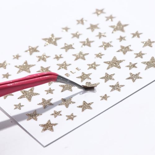 Star Nail Art Stickers - 3D Self-Adhesive Glitter Decals 14 Sheets