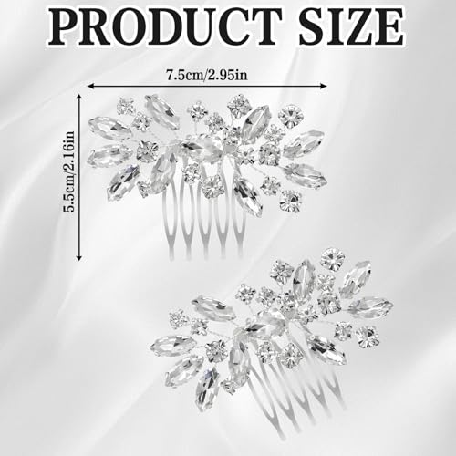 2-Piece Silver Bridal Rhinestone Hair Clips & Wedding Hairpins