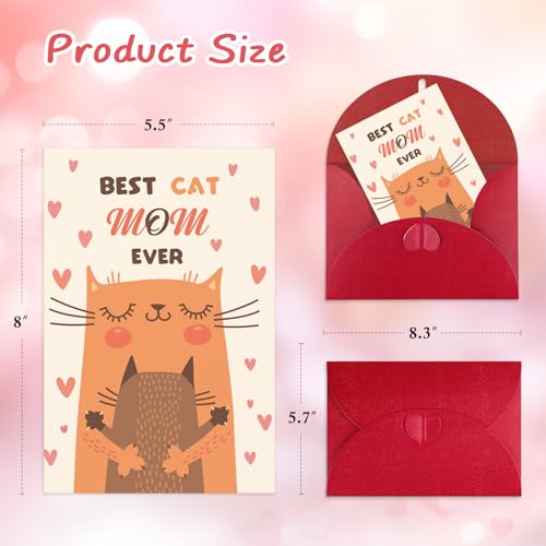 Cute Cat Mom Mother's Day Card - Best Cat Mom Ever with Envelope