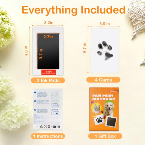 Nabance Inkless Paw Print Kit for Dogs & Cats, 2 Pack - Black Medium