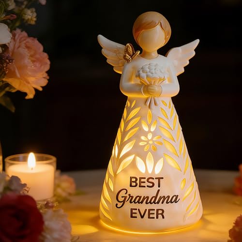 Best Grandma Ever Angel Figurine Light with Remote Control