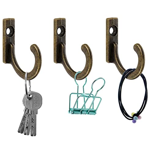 10 Zinc Alloy Antique Wall Hooks for Keys, Towels, and Coats - Bronze