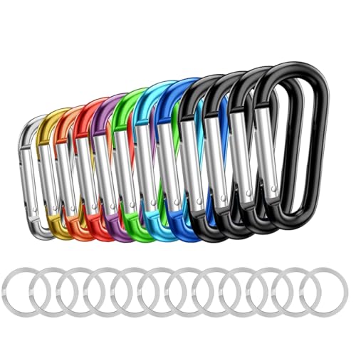 12PCS Carabiner Clip - 2.2" Aluminum Carabiner D Ring Shape,Key Chain Clip Hook,Keychain Clip,Multipurpose for Camping, Hiking,Backpacking or Other Outdoor Activities,Multicolor.