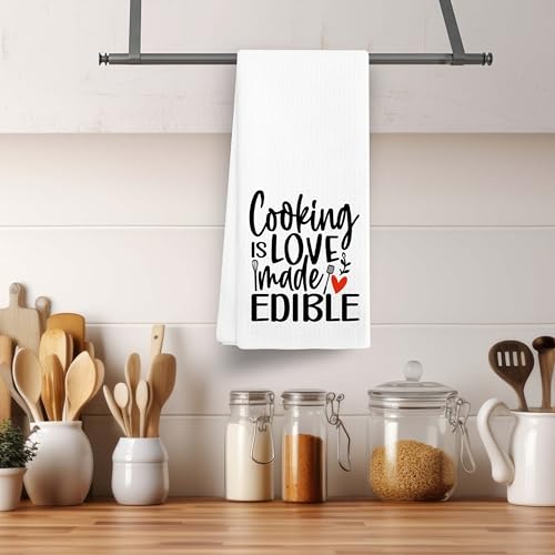 Cooking is Love Made Edible Kitchen Towel - 16"x24" Decorative Hand Towel