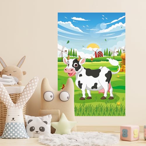 Pin the Tail on the Cow Game Set for Kids - Farm Party Fun