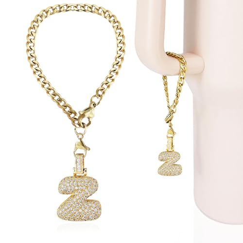 Bubble Letter Cup Charm for Stanley Tumbler Bling Initial Keychain