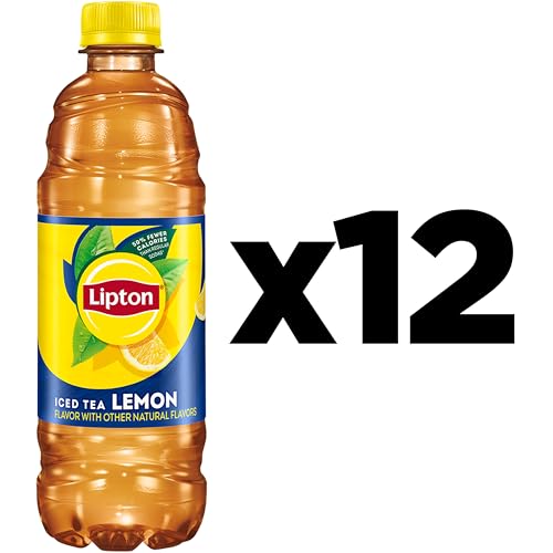 Lipton Iced Tea Lemon Pack of 12 16.9 Fl Oz Bottles | Refreshing Lemon Flavored Black Tea