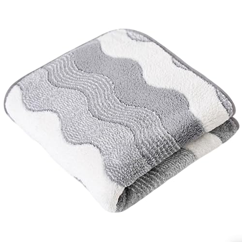 Water Ripple Grey Wavy Jacquard Coral Fleece Hand Towel 13.7x29.5in - Gray & White, Absorbent & Quick Drying, Water Ripple Texture