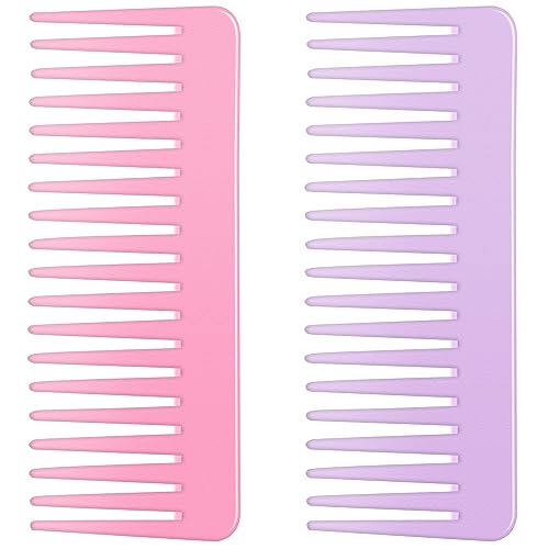 Wide Tooth Hair Combs Set, 2-Piece Anti-Static Detangling Combs for Curly & Wet Hair