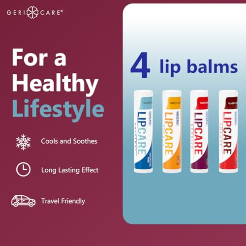 GeriCare Hydrating Lip Balm Set - 4-Pack Moisturizing Lip Care