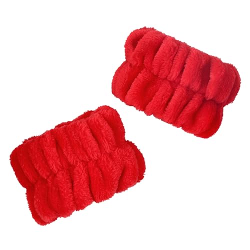 Bella Sleep + Spa Red Microfiber Wrist Bands for Face Washing - 1 Pair