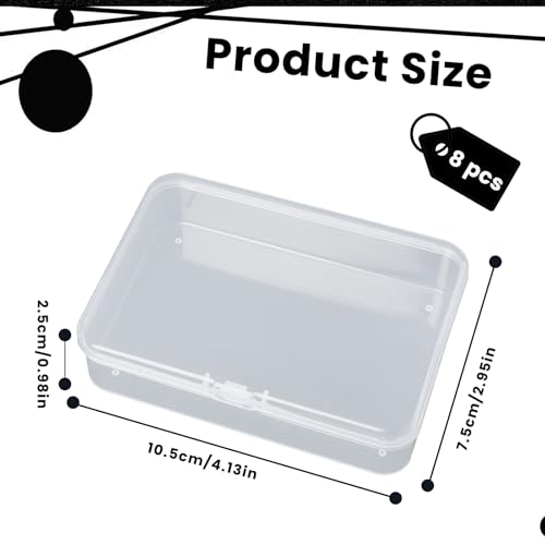8 Pcs Mini Plastic Storage Containers with Lids - 4x3x1 Inch Clear Organizers for Crafts, Jewelry, and Small Items