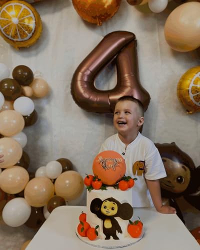 3 Brown Birthday Number Balloon - 40 Inch Foil Party Decoration