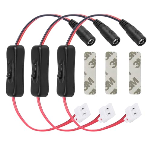 2 Pin LED Strip Connector with Inline Switch - 3 Pack for 10mm Lights