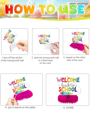 Back to School Honeycomb Centerpieces - 9 Pcs Classroom Party Decorations