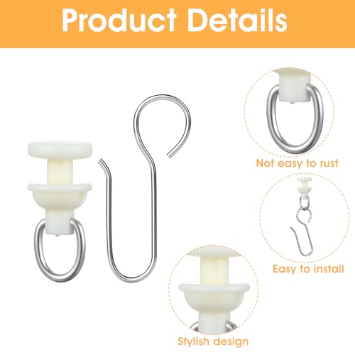100PCS Curtain Track Gliders and Hooks for Ceiling Mount Systems