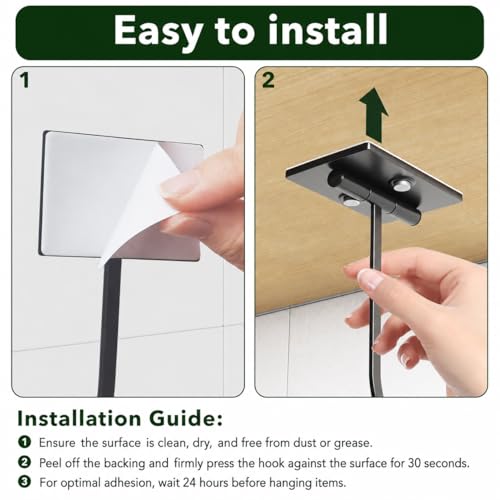 Black Adhesive Banana Hook Under Cabinet - Foldable Design, 1 Pack