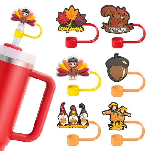 Thanksgiving Straw Cover Caps for Stanley Cups - 6 Pack