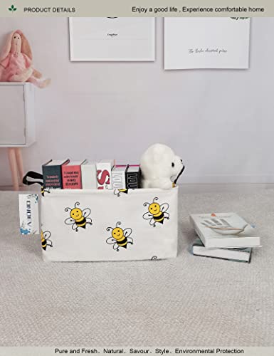 ONOEV Rectangular Fabric Storage Bin - Foldable Bee Print Basket