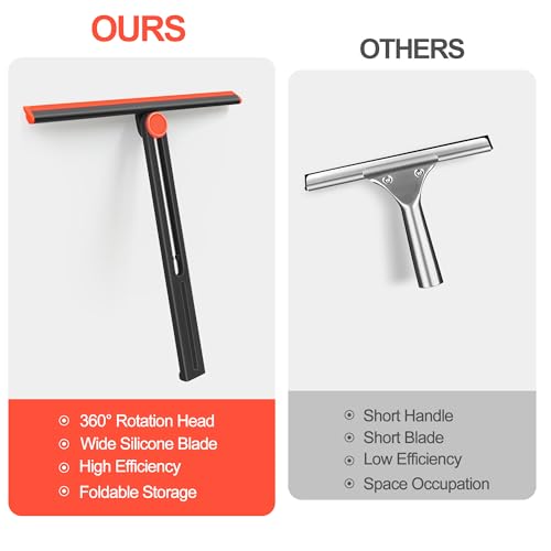 DALIPER Shower Squeegee Set - 2 Pack 360° Rotating Glass Wipers, 11-Inch