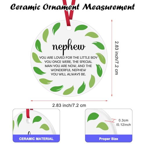 Inspirational Christmas Ornament for Nephew - Ceramic Keepsake