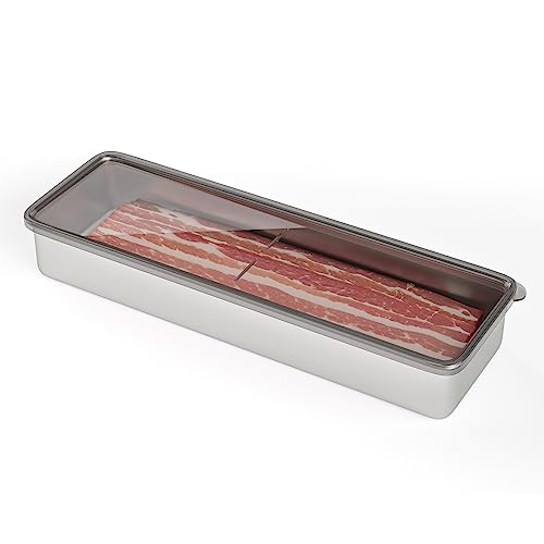 Freshmage 1lb Stainless Steel Bacon Container for Fridge - Airtight Storage