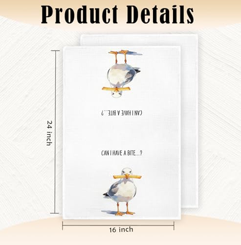 Funny Seagull Kitchen Towels, 16x24 Inch Decorative Hand Towels