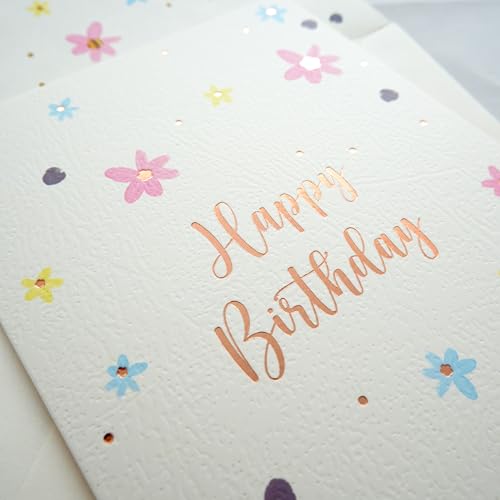 CHRIZ.Z Cutesy Floral Happy Birthday Card with Envelope - 5x7"