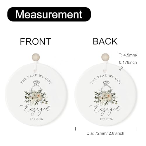 First Christmas Engaged Ornament 2026 - Wedding Keepsake Ceramic Decoration - Variation of Engaged Ornament 2026