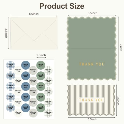 Elegant Thank You Cards Set of 30 with Envelopes & Stickers