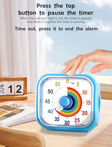 Rainbow Blue Visual Timer for Kids & Adults - 60 Minute Countdown