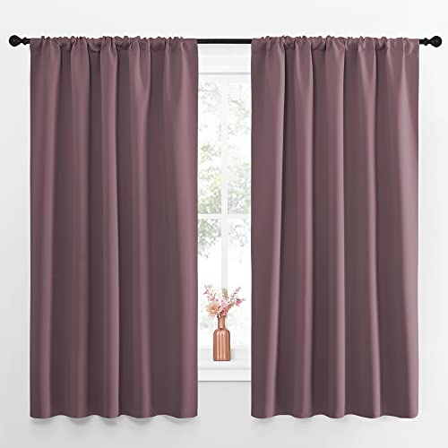 NICETOWN Blackout Curtains - 52" x 63" Dry Rose Room Darkening Drapes, 2 Pack