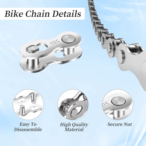 5 Pairs Bicycle Missing Link for 10 Speed Chain, Silver, Reusable Bike Chain Master Link for Road Mountain Racing Cycling