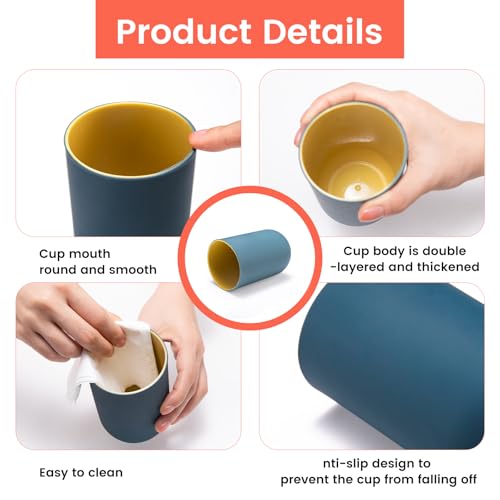 Set of 4 Unbreakable Plastic Bathroom Tumblers - BPA-Free Cups
