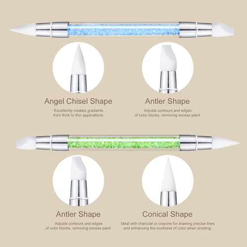 Kootinn 5-Piece Dual-Tipped Silicone Nail Art Sculpture Pen Set with Rhinestones