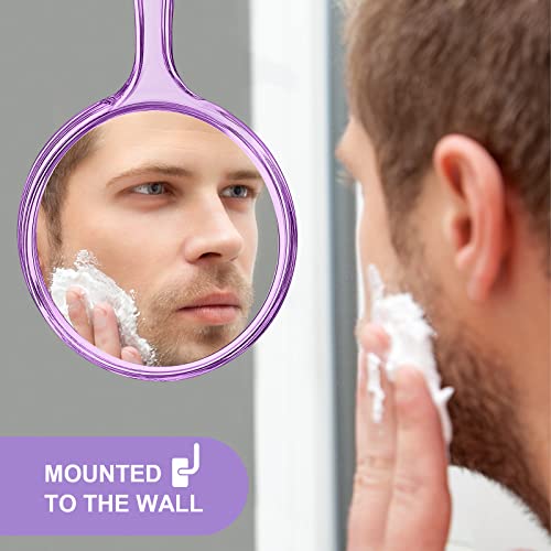 D Purple Hand Held Makeup Mirror Double Sided 1X 2X Magnification