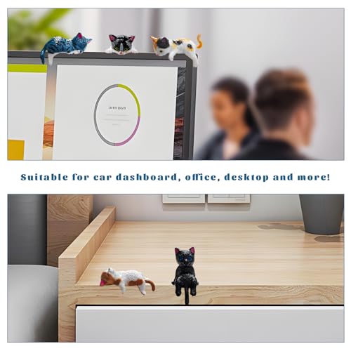 5 PCS Cute Resin Cat Car Dashboard Decorations & Mini Kitty Ornaments